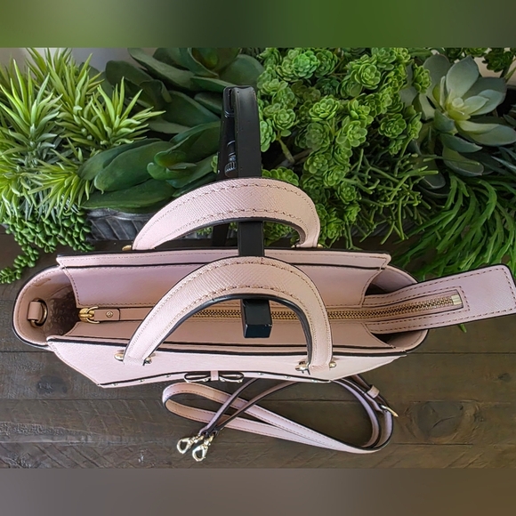 Kate Spade Small Hadlee Laurel Way Jeweled Leather Tote-Crossbody In Warm Vellum - Picture 5 of 15